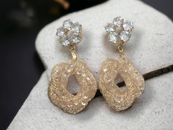 Rose Cut Silver Earrings