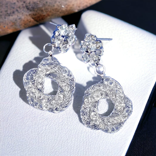 Rose Cut Silver Earrings
