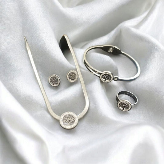 Stainless Steel Tree Necklace Set