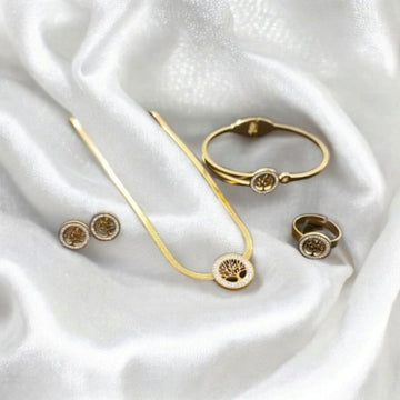 Stainless Steel Tree Necklace Golden Set