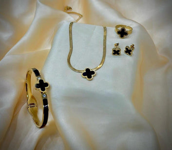 Flowery Stainless Steel Necklace Set