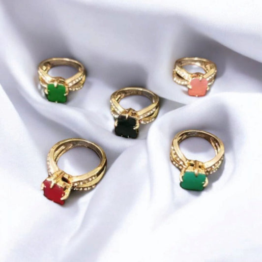 Golden Multi Gem Stone Ring
