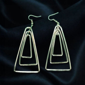 Golden Dangle Triangle Earrings