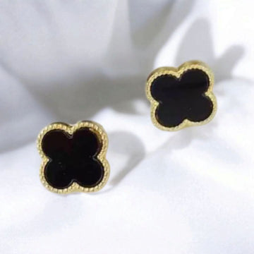Black & Gold Floral Earrings
