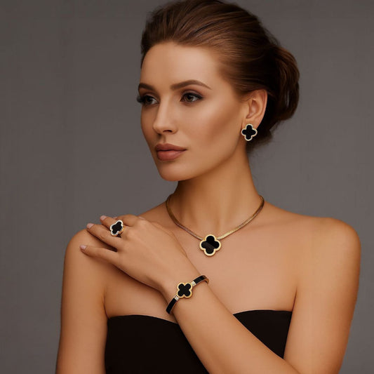 Flowery Stainless Steel Necklace Set