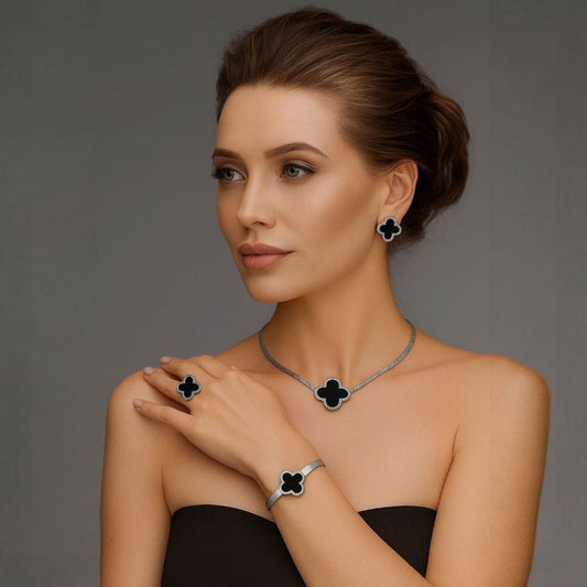 Silver Stainless Necklace Set