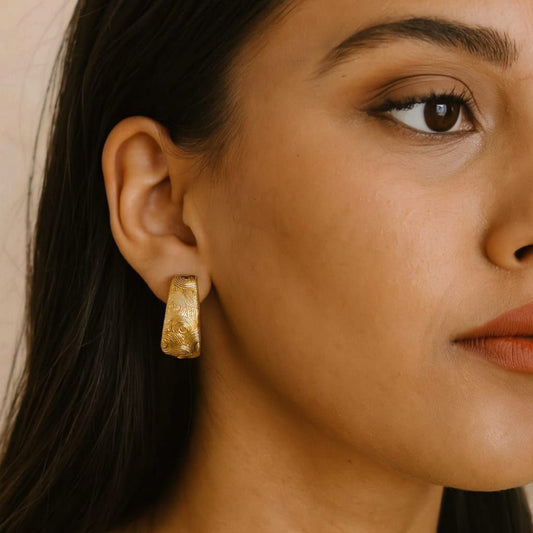 Golden Round Hoop Earrings