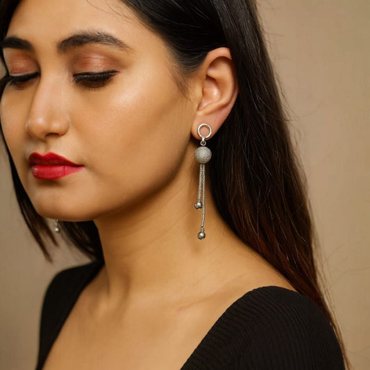 Elegant Silver Ball Earring
