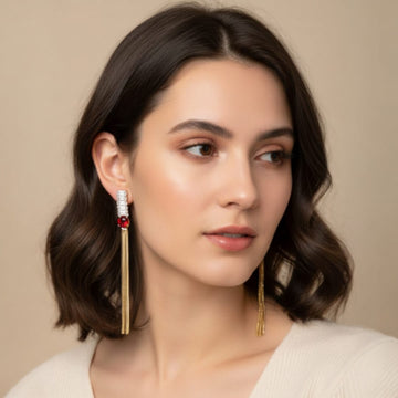 Trendy Golden Long Earrings