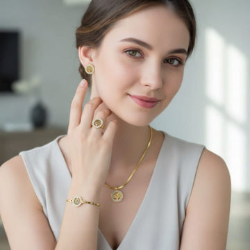 Stainless Steel Tree Necklace Golden Set