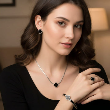 Flowery Stainless Steel Necklace Set